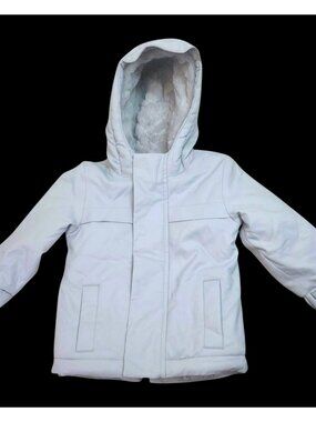 Cat & Jack Baby Winter Coat 12M Blue Gray Faux Fur Lined Zip Hooded Jacket NEW